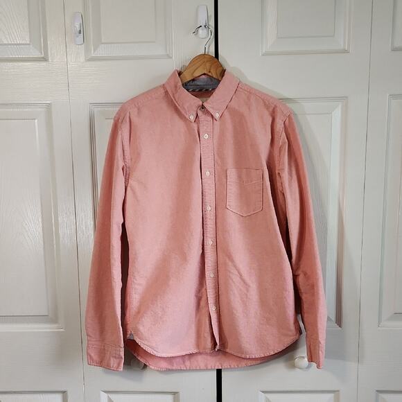 Aeropostale Mens Coral Button Down Shirt Size Med Long Sleeve Pocket Casual - Picture 1 of 9